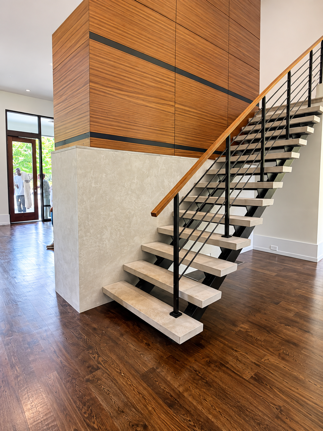 Fireplace project with staircase detail